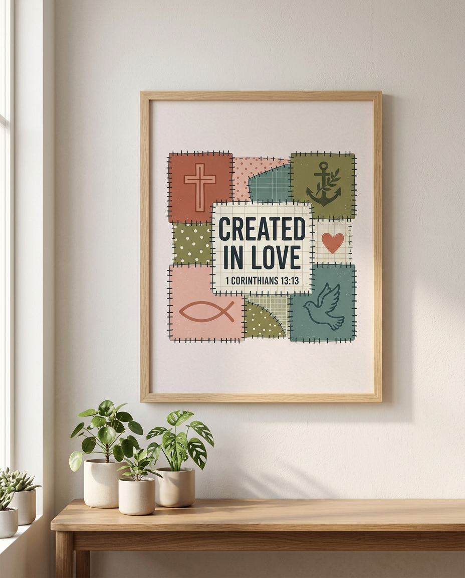 Created in Love Poster | Christian Wall Art