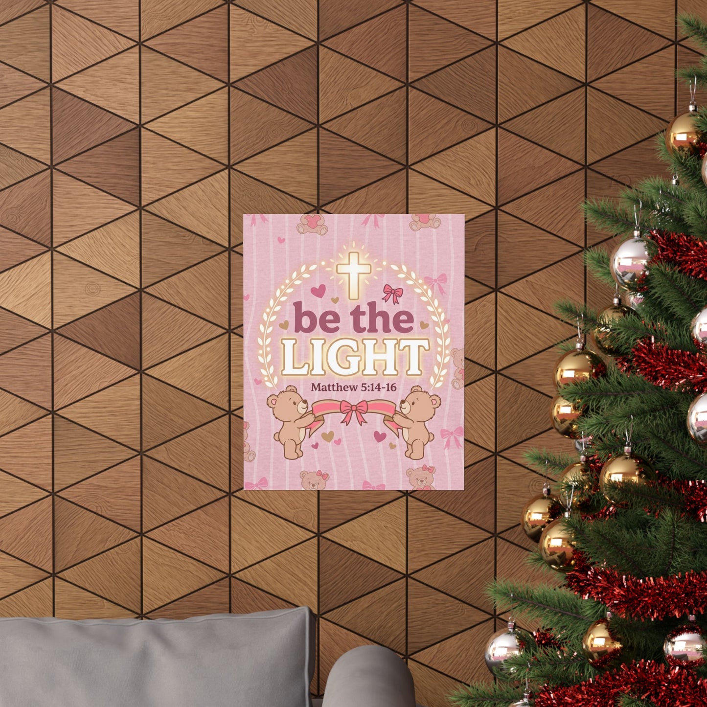 Be the Light Pink Poster | Christian Wall Art