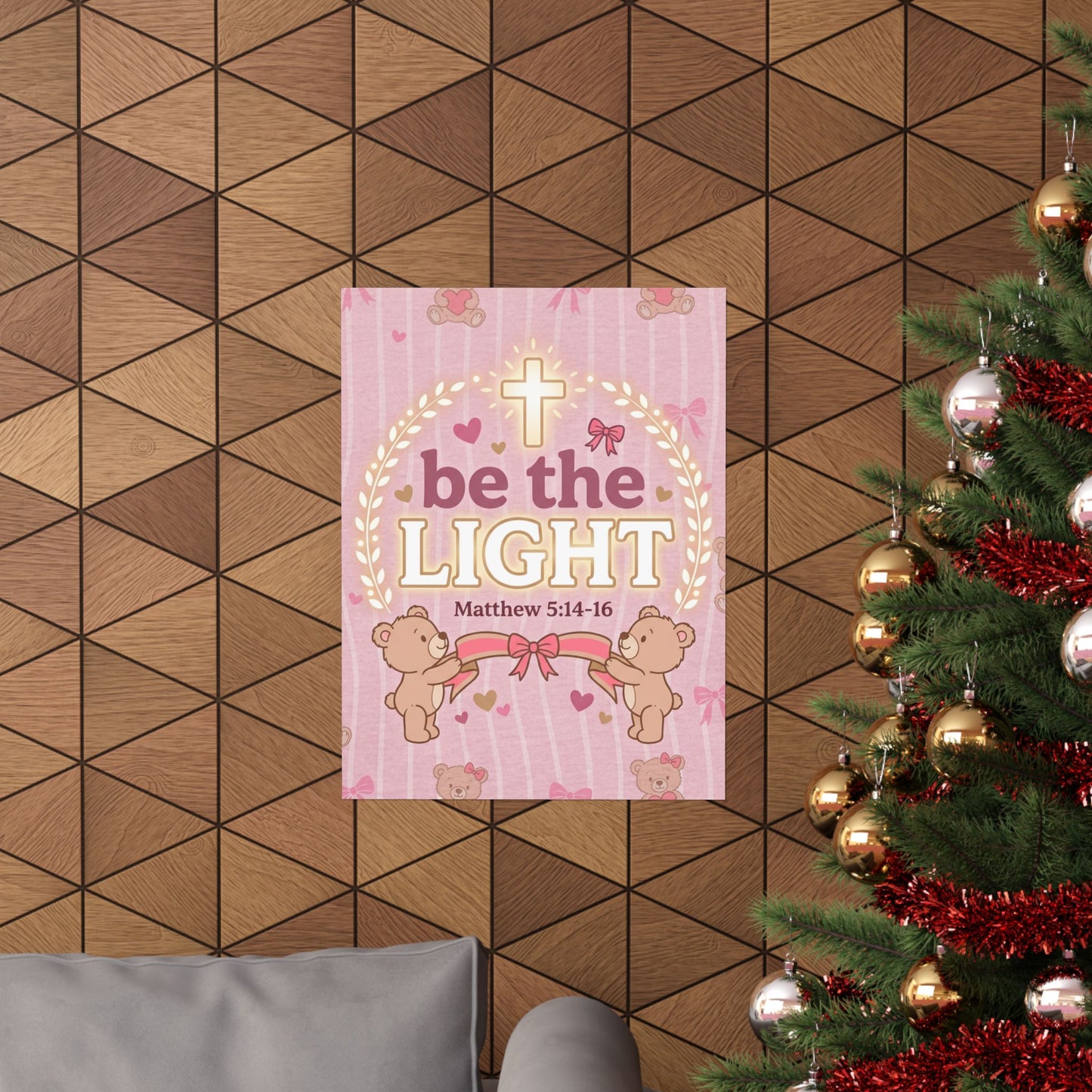 Be the Light Pink Poster | Christian Wall Art