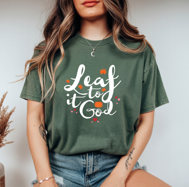 Leaf It To God Christian Shirt Fall Jesus Shirts Bible Verse Shirt Women's Faith Apparel Gift Fall Religious Shirt Funny Christian
