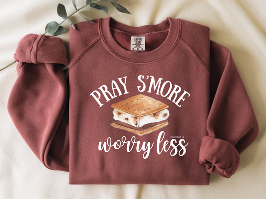 Pray Smore Worry Less Christian Sweatshirt Smore Lover Shirt Christian Camping Hoodie Gift Jesus Hoodie