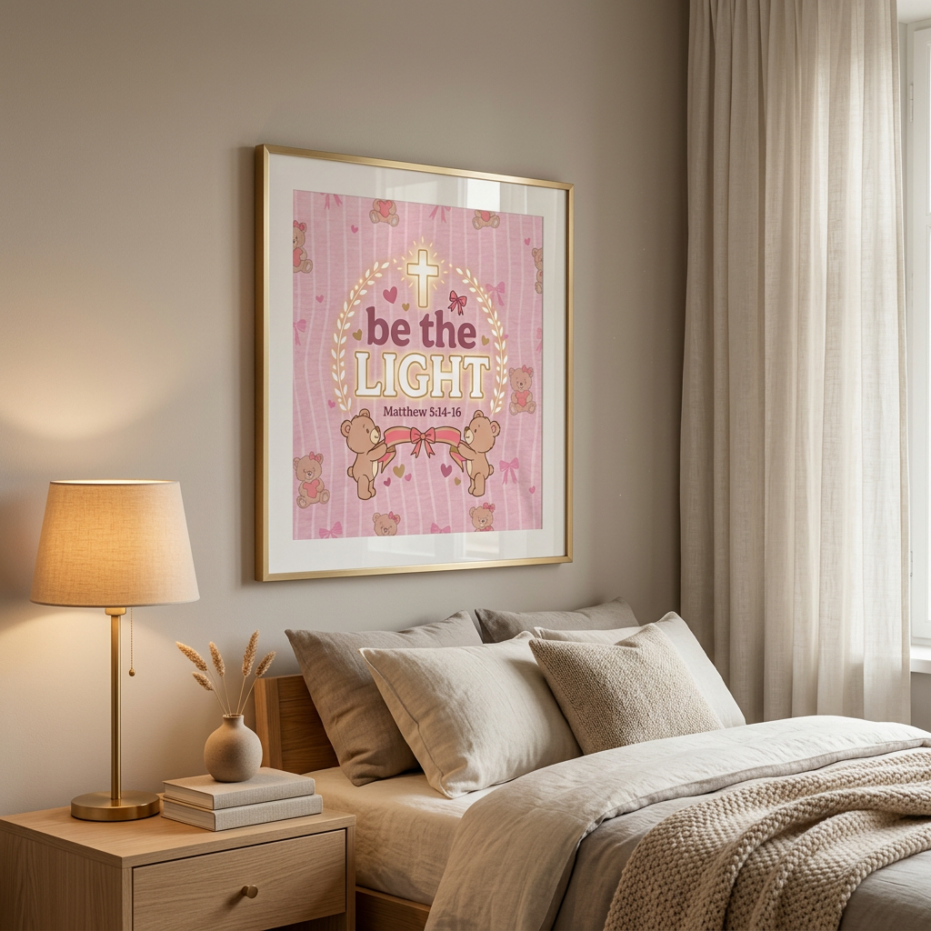 Be the Light Pink Poster | Christian Wall Art