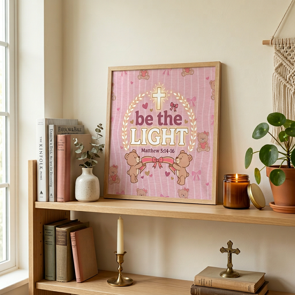 Be the Light Pink Poster | Christian Wall Art