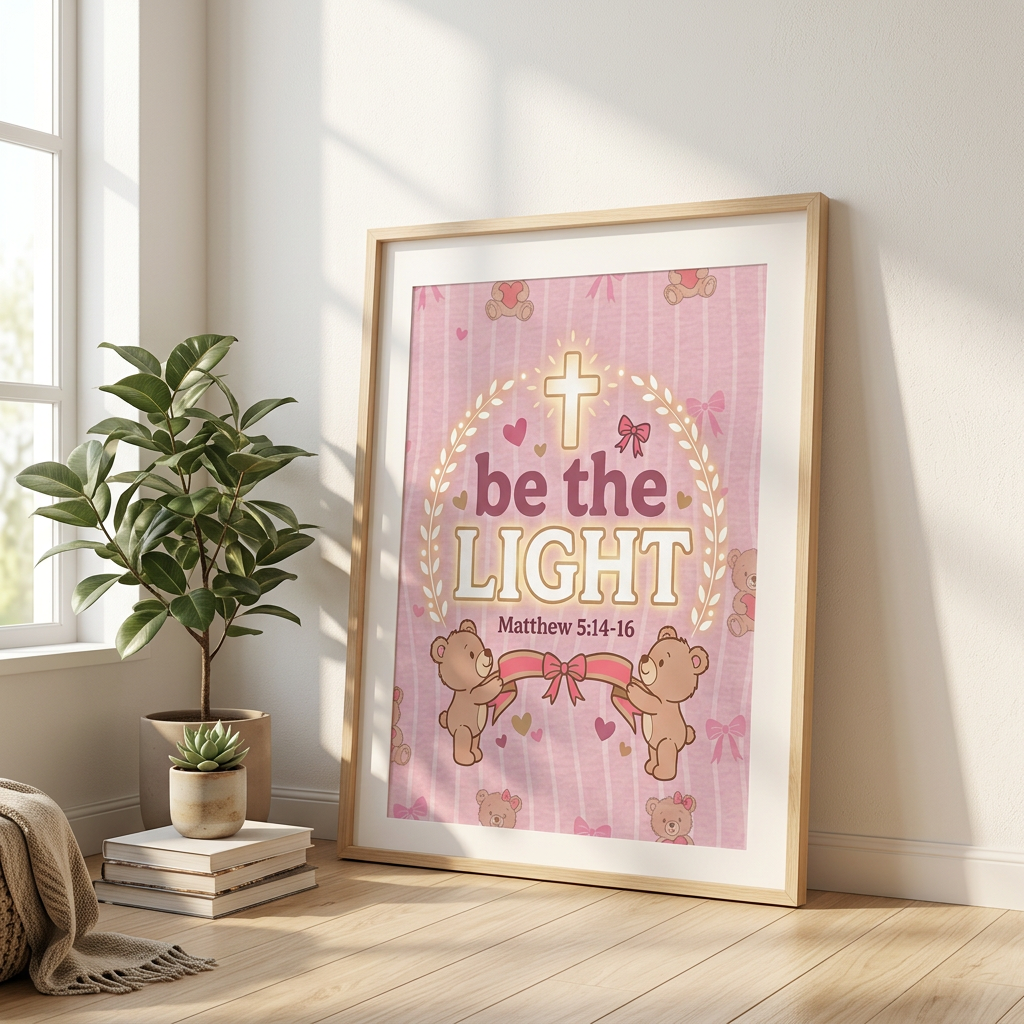 Be the Light Pink Poster | Christian Wall Art