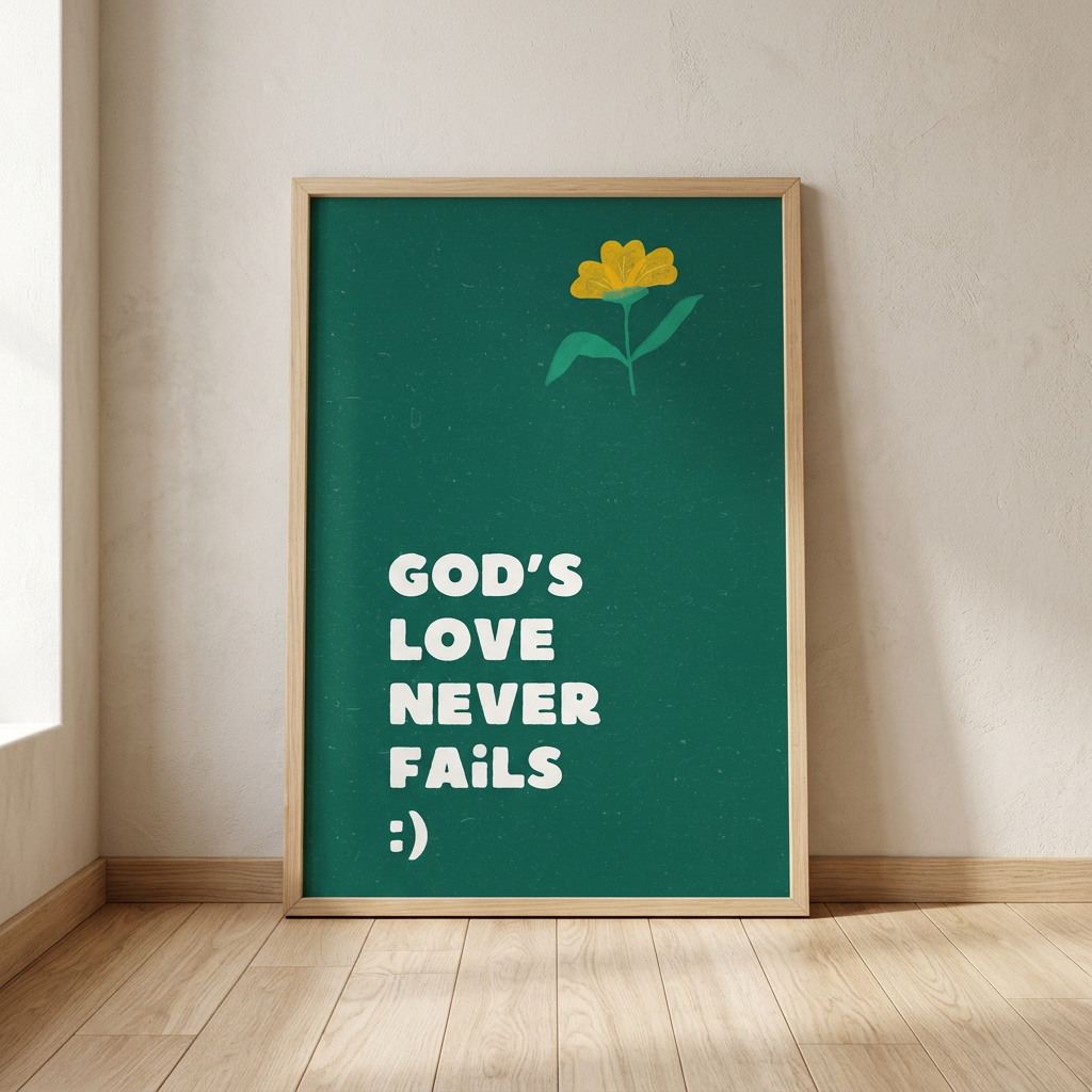 God’s Love Never Fails Poster | Christian Wall Art