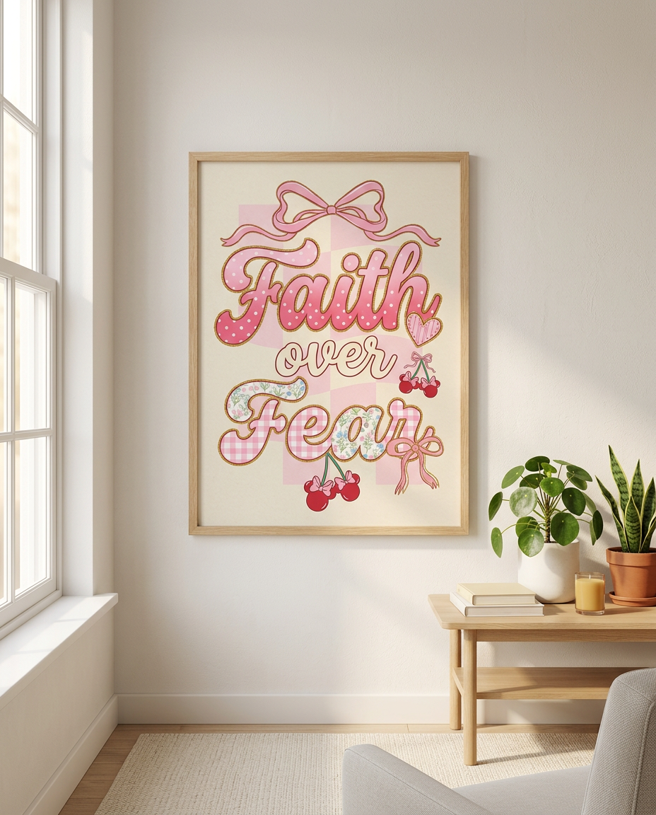 Faith Over Fear Poster | Christian Wall Art