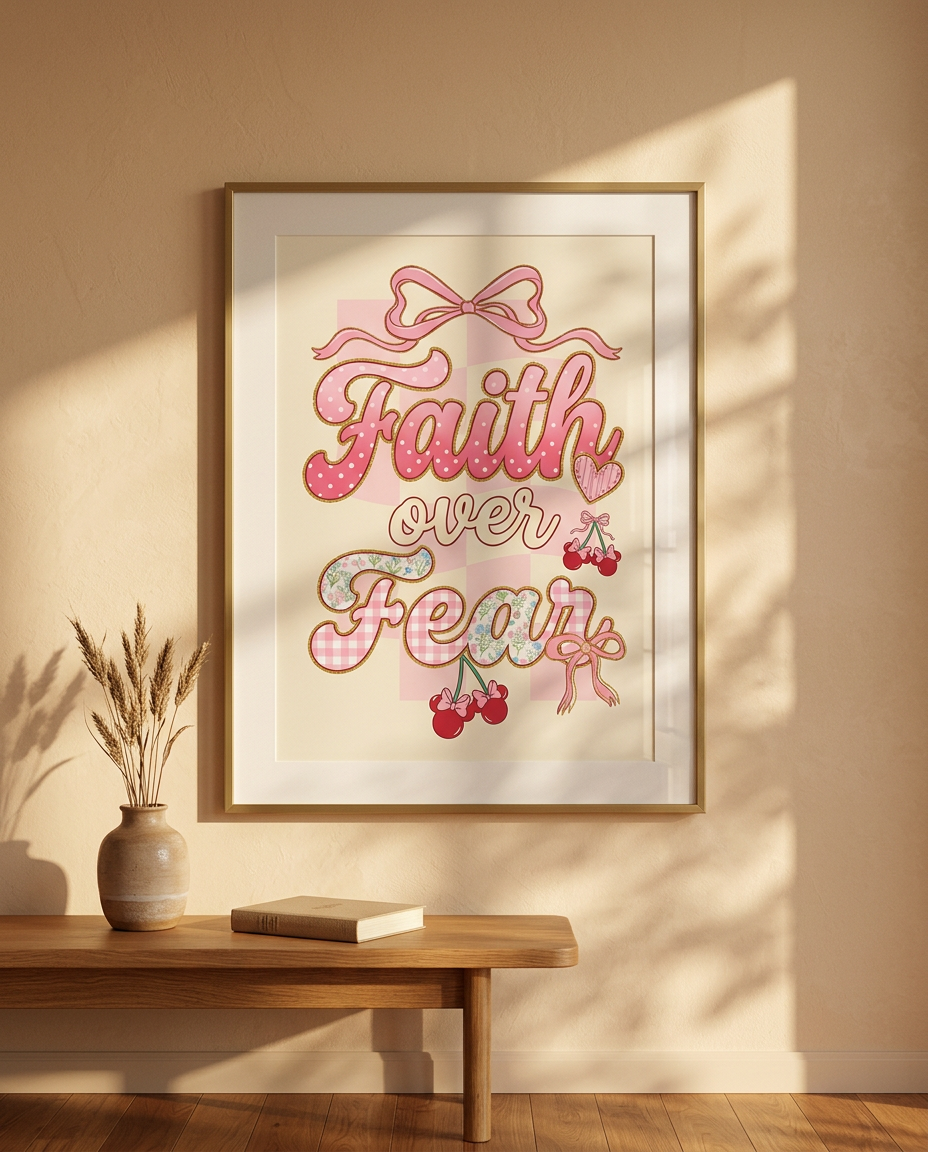 Faith Over Fear Poster | Christian Wall Art