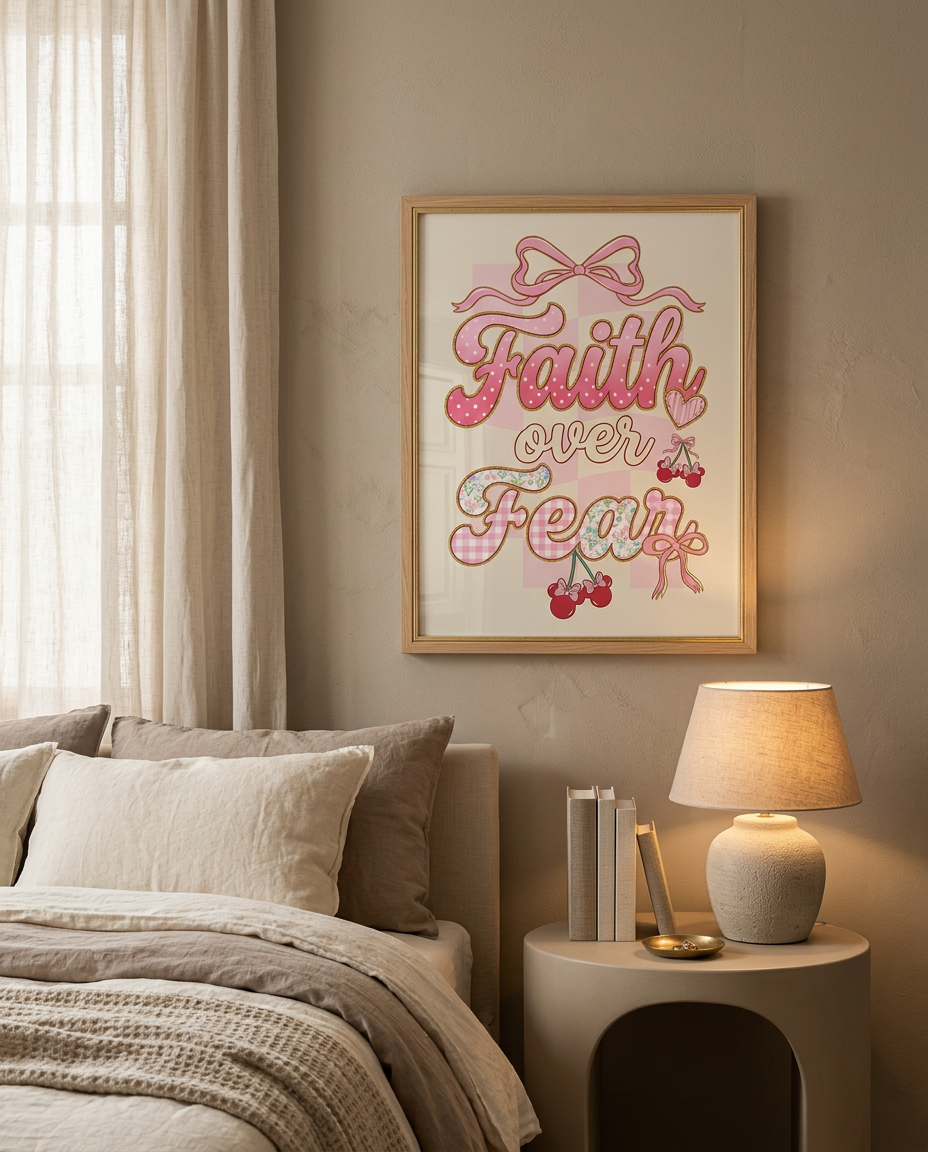 Faith Over Fear Poster | Christian Wall Art
