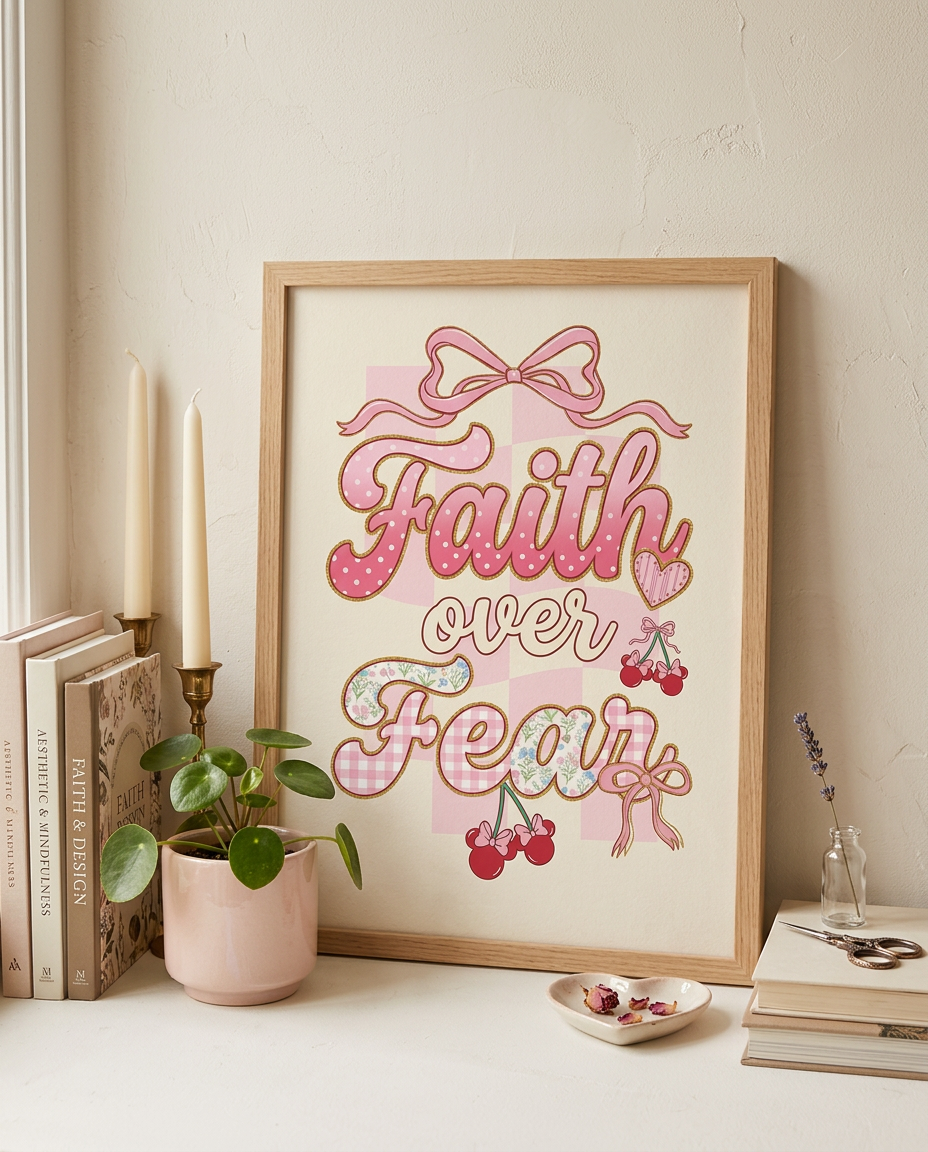 Faith Over Fear Poster | Christian Wall Art