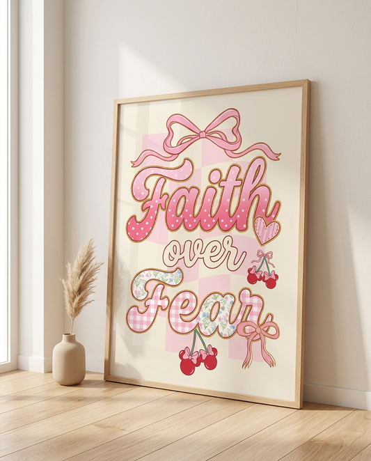 Faith Over Fear Poster | Christian Wall Art