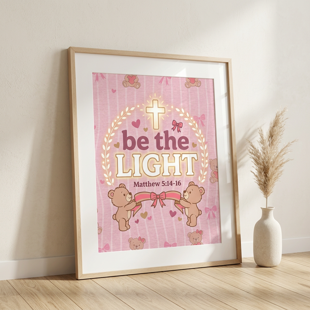 Be the Light Pink Poster | Christian Wall Art