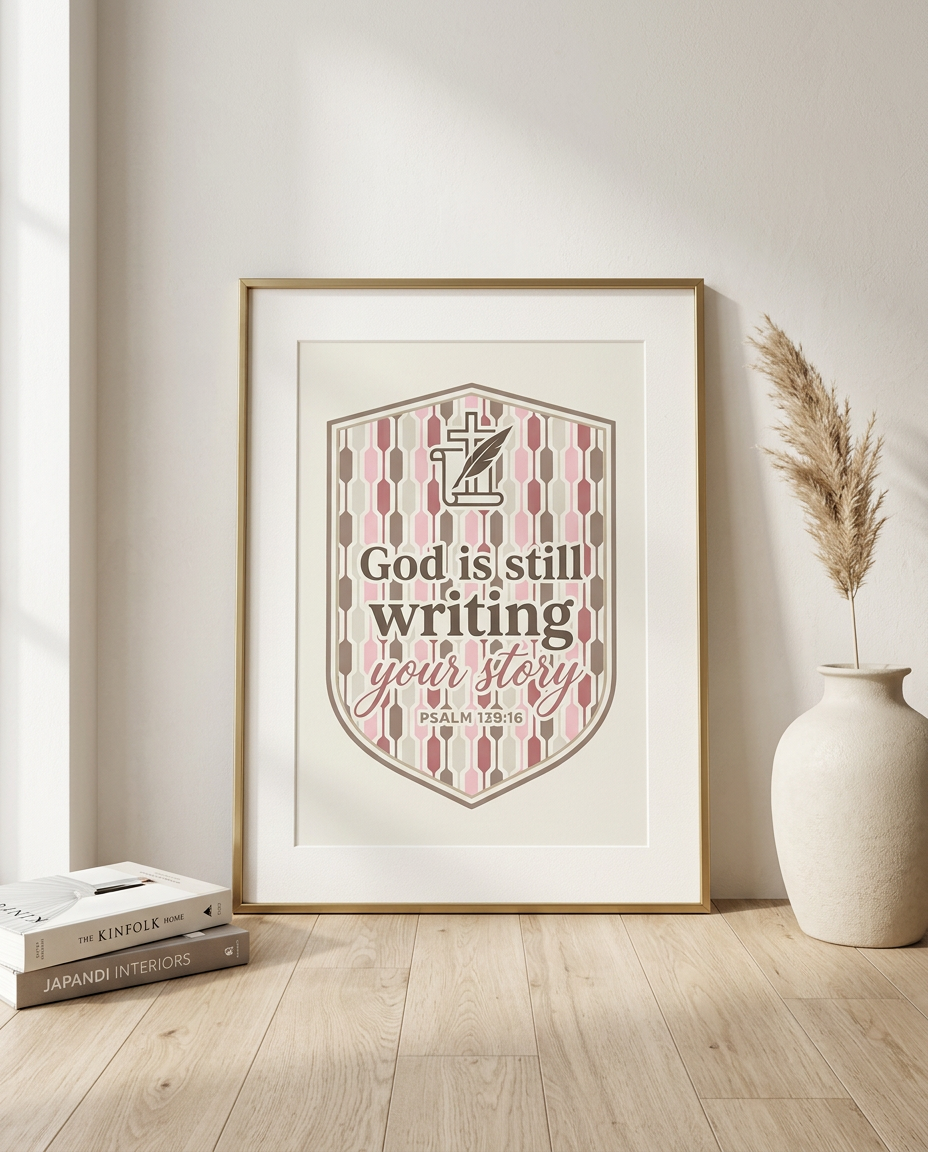 Inspirational Christian gift poster Psalm 139:16 scripture wall art for graduation or dorm room
