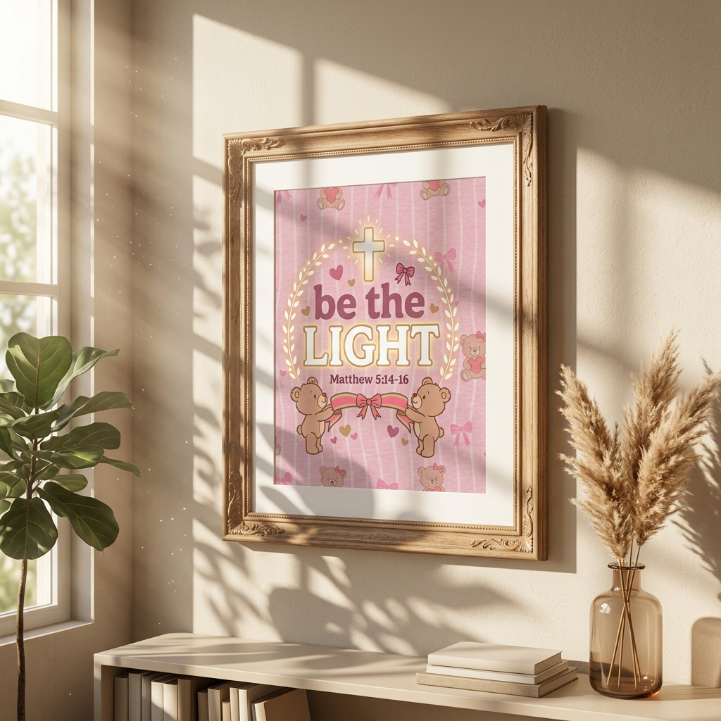 Be the Light Pink Poster | Christian Wall Art
