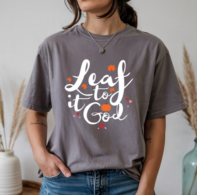 Leaf It To God Christian Shirt Fall Jesus Shirts Bible Verse Shirt Women's Faith Apparel Gift Fall Religious Shirt Funny Christian