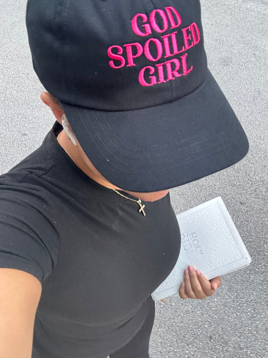 Christian Hat Embroidered Religious Gift Dad Cap “God Spoiled Girl” Christian Apparel Faith Hat for Mom Vintage Christian Cap For Her