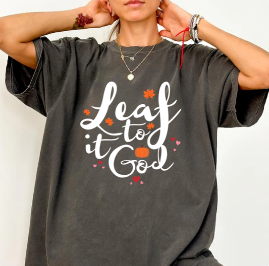 Leaf It To God Christian Shirt Fall Jesus Shirts Bible Verse Shirt Women's Faith Apparel Gift Fall Religious Shirt Funny Christian