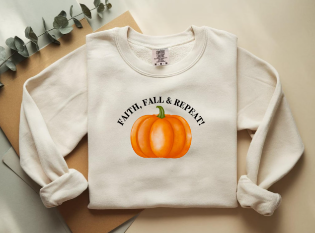Faith, Fall & Repeat Christian Sweatshirt Jesus Lover Gift Thanksgiving Sweatshirt