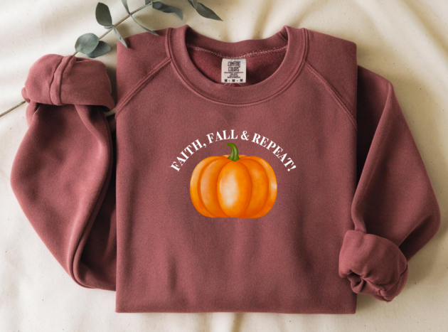 Faith, Fall & Repeat Christian Sweatshirt Jesus Lover Gift Thanksgiving Sweatshirt