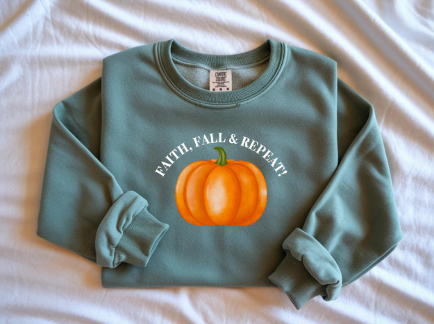 Faith, Fall & Repeat Christian Sweatshirt Jesus Lover Gift Thanksgiving Sweatshirt