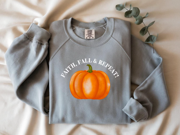 Faith, Fall & Repeat Christian Sweatshirt Jesus Lover Gift Thanksgiving Sweatshirt