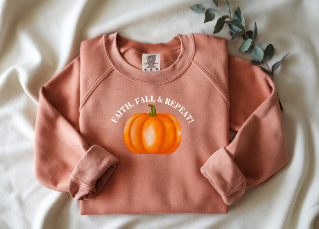 Faith, Fall & Repeat Christian Sweatshirt Jesus Lover Gift Thanksgiving Sweatshirt
