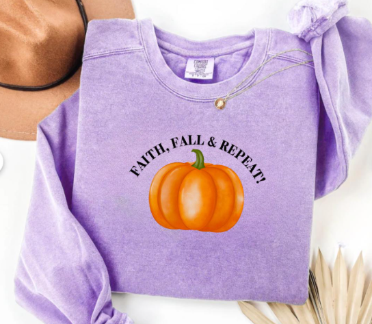 Faith, Fall & Repeat Christian Sweatshirt Jesus Lover Gift Thanksgiving Sweatshirt