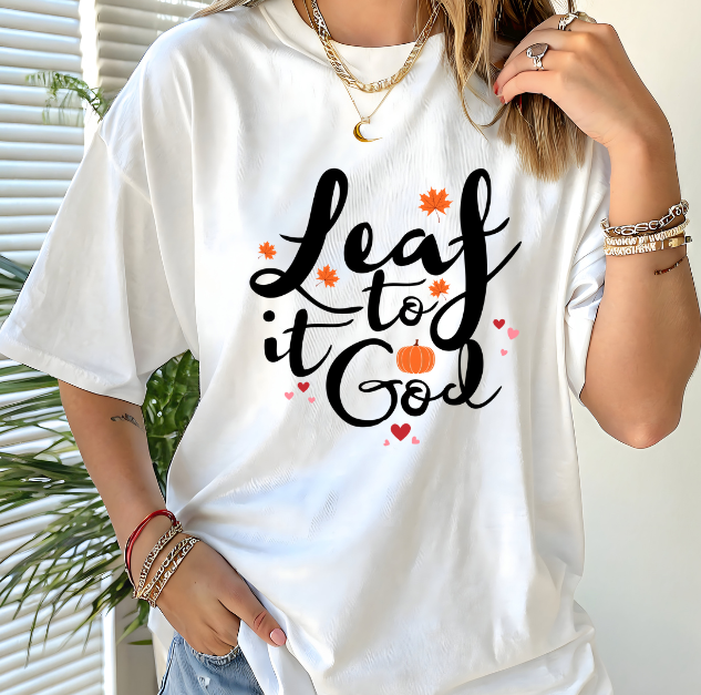 Leaf It To God Christian Shirt Fall Jesus Shirts Bible Verse Shirt Women's Faith Apparel Gift Fall Religious Shirt Funny Christian