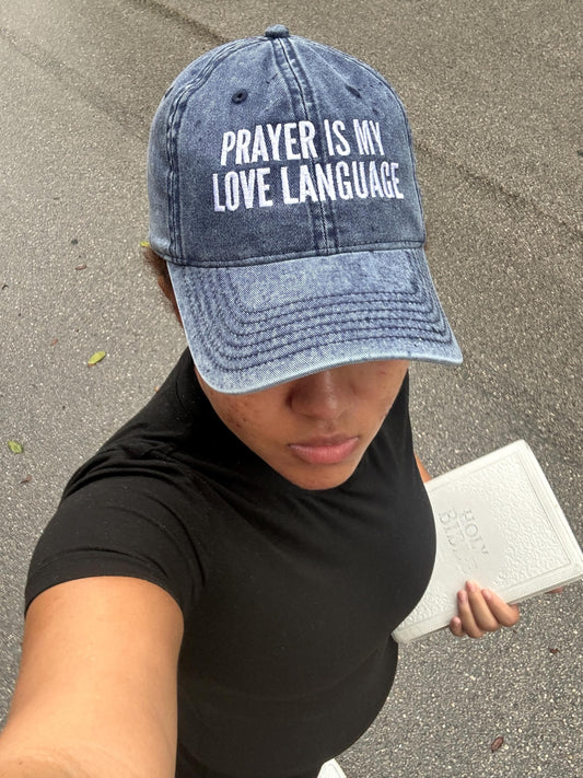 Christian Hat Embroidered "Prayer is my love language" Religious Gift Cap Christian Apparel Faith Hat  for Mom Vintage Christian Cap For Her