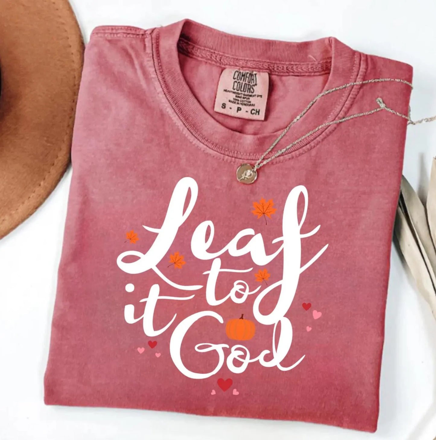 Leaf It To God Christian Shirt Fall Jesus Shirts Bible Verse Shirt Women's Faith Apparel Gift Fall Religious Shirt Funny Christian