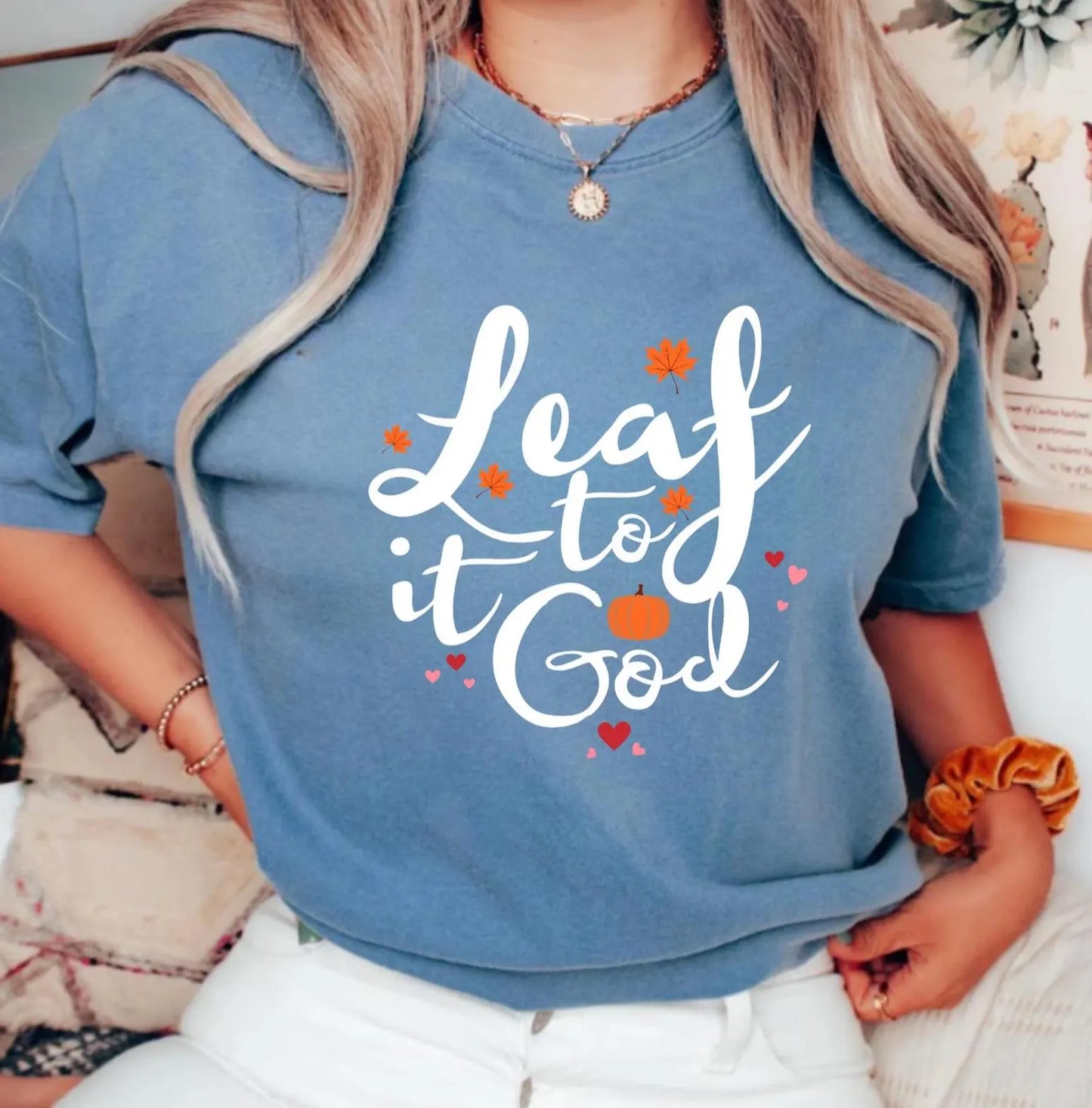 Leaf It To God Christian Shirt Fall Jesus Shirts Bible Verse Shirt Women's Faith Apparel Gift Fall Religious Shirt Funny Christian
