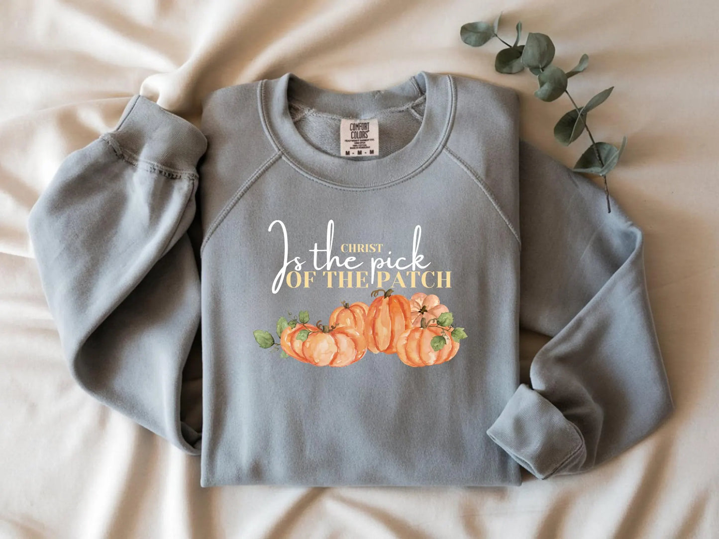 Christ is the pick of the patch Christian Fall Sweatshirt Jesus Lover Gift Halloween Thanksgiving Pumpkin Patch